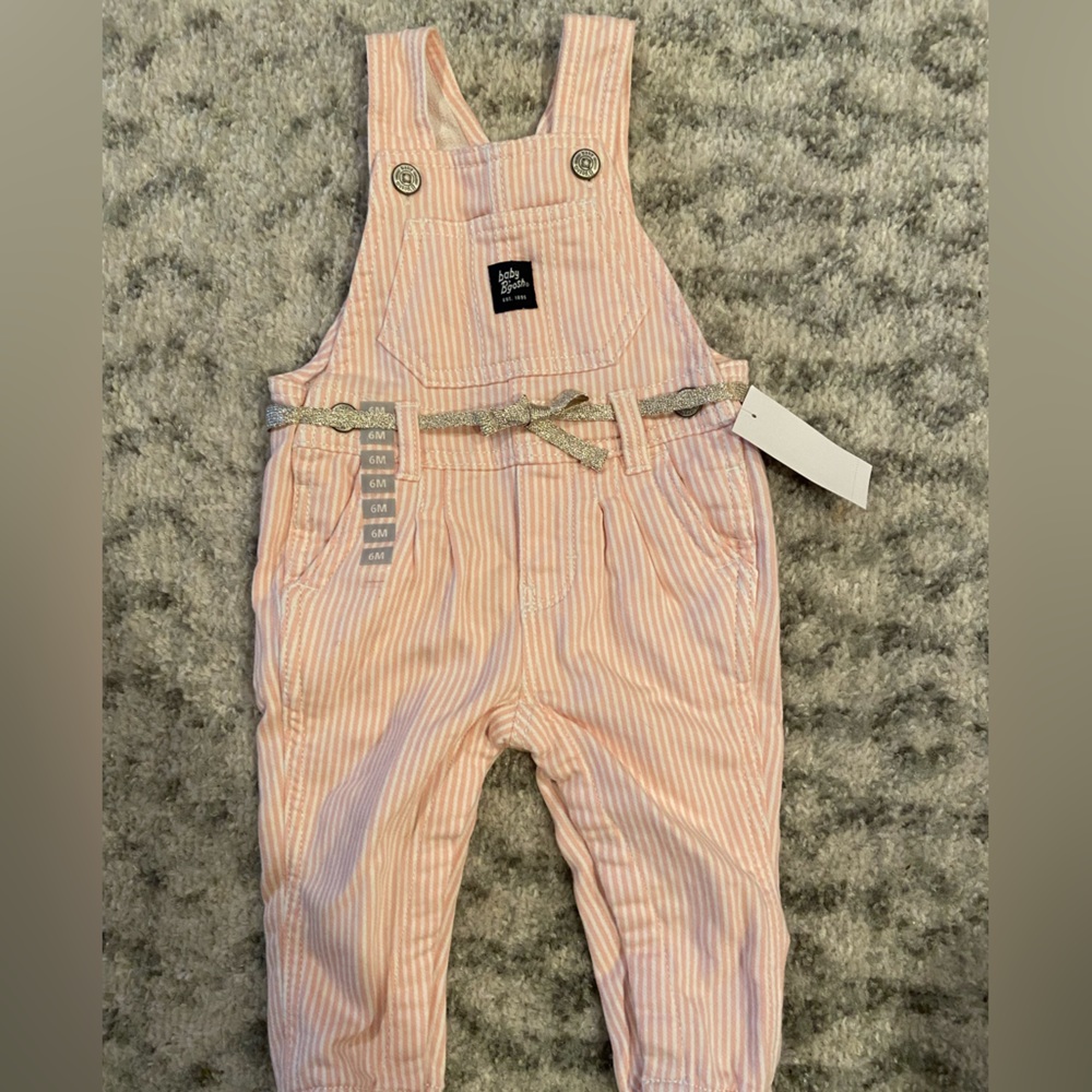 Oshkosh pink and white striped overalls